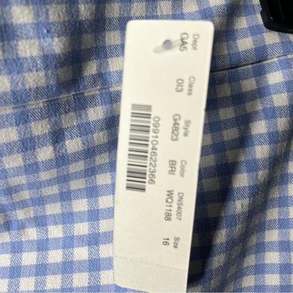 NWT J. Crew #2 Pencil Checkered Print Blue and White Skirt Size 16 - Picture 7 of 8